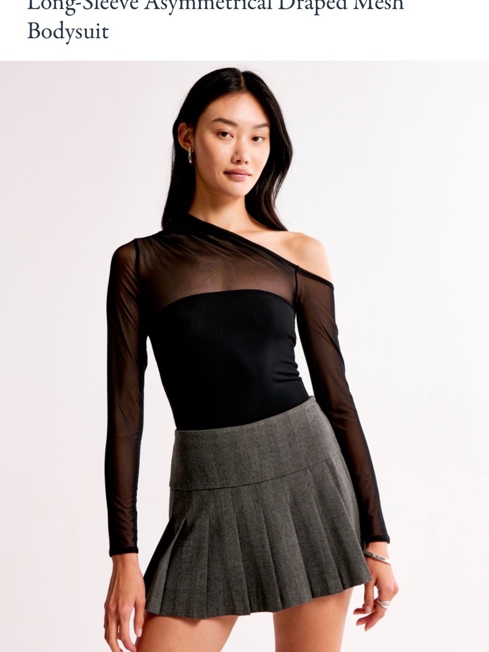 Abercrombie & Fitch Black One-Shoulder Long Sleeve Bodysuit